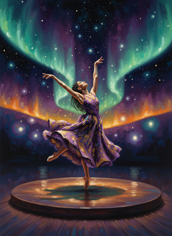 Ballerina under the aurora