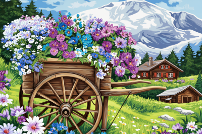 Flower cart in an alpine landscape – BG26-0200