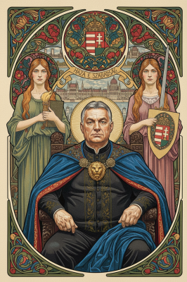 Portrait Art Nouveau avec gobelin de Budapest