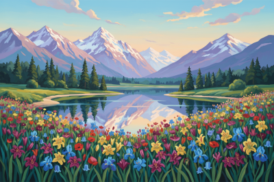 Flowering mountain landscape tapestry – BG26-0224
