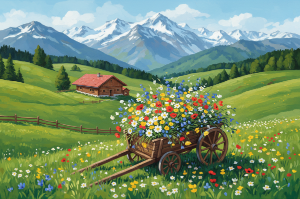 Flower cart in an alpine landscape – BG26-0227