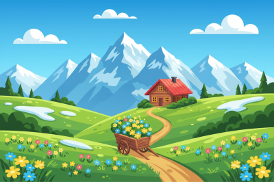 Alpine landscape with flowers – BG26-0229