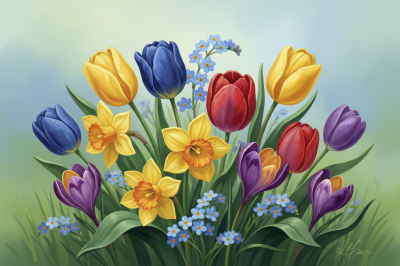 Buchet de flori de primăvară