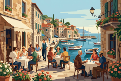 Mediterrane zonnevlekende kustbeeld – BG26-0287