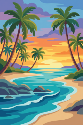 Tropischer Strand mit Palmen