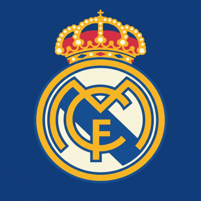 Real Madrid emblem med blå baggrund