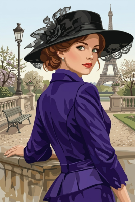 Lady in a purple needlepoint suit in Paris