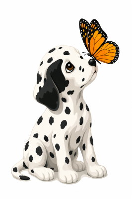 Chiot et papillon