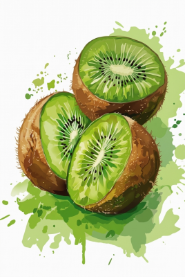 Fresh kiwi in needlepoint style