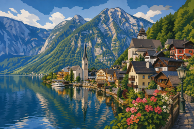 Hallstatt ved den alpine søs bred