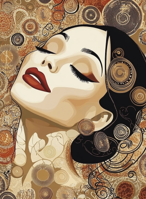 Coco Chanel -muotokuva Klimt-tyylillä