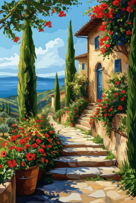 Mediterranean landscape with flowers – BG26-0381