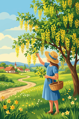 Paisagem de verão com flores
