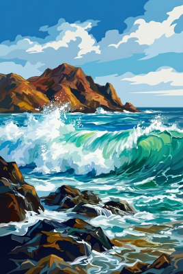 Rocky coastal waves