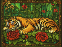 Tiger portrait in Mucha style
