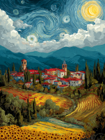 Italiensk landskabsbillede i Van Gogh-stil
