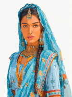 Indian lady in a blue dress