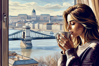 Coffee portrait at the Chain Bridge