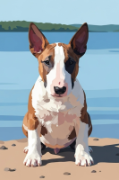 Dog portraits - Bull Terrier by the lake