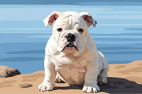 Dog portrait - English Bulldog by the lake – 25-892