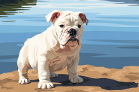 Dog portrait - English Bulldog by the lake – 25-897
