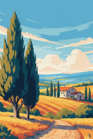 Árvores de cipreste na Toscana – 25-903