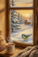 Pflege, Winterlandschaft Handarbeitsbild