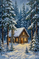 Winterlandschaft am ursprünglichen Häuschen