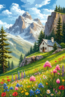Alpine landscape with a flower meadow – BG26-0549