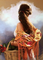 Brown-haired lady with a basket