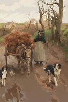 Jozef Israëls - Peasant Woman with Donkey Needlepoint Reproduction