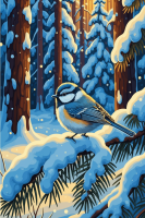 Wintervogel im Schnee