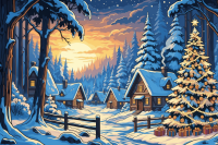 Winzige Winter-Dorfweihnacht