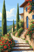 Mediterranean landscape with flowers – BG26-0095