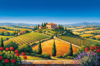 Tuscan landscape with vineyard