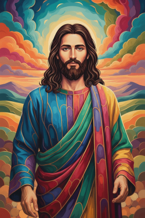 Farbenfrohes Jesus-Porträt