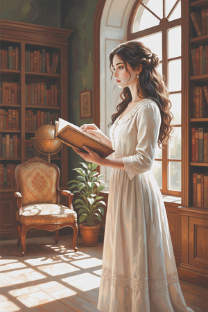 Dame im Bibliothekszimmer