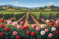Tuscan Vineyard with Roses