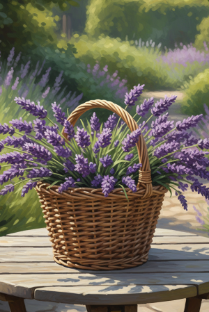 Paisaje con lavanda en cesta