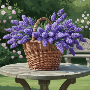 Lavendel im Korb im Garten