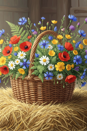 Flower basket in a country style – BG26-0273