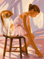 Niña bailarina con un gato.