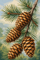 Pine branch with pine cones