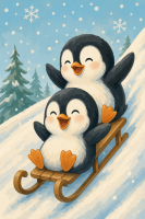 Penguins on the sled