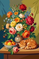 Natura morta con fiori e gatto – BG26-0320