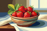 Natura morta con fragole in una ciotola