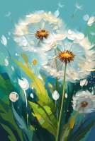 Luftige mælkebøtteblomster
