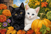Herfst kattenpaar
