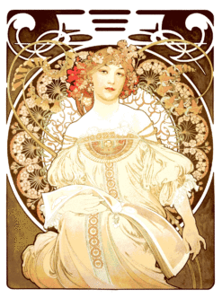 Alphonse Mucha style gobelin-tapestry pictures